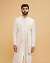 Elegant Cream Art Silk Sherwani Set
